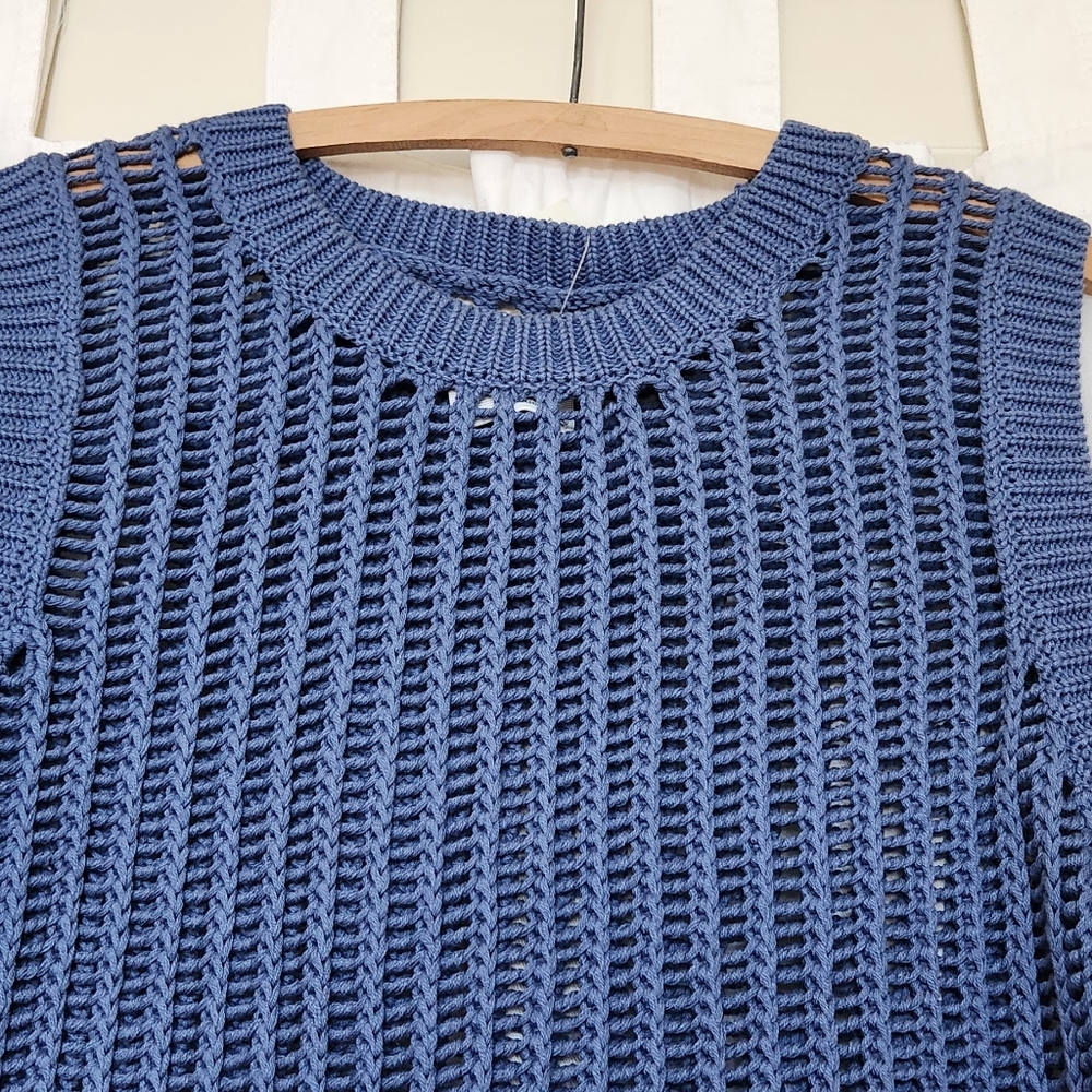Offline by Aerie Blue Open-Knit Sleeveless Sweater